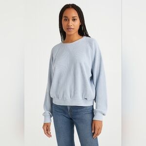 Hollister‎ Boyfriend Ribbed Sweatshirt Blue Size Large Long Sleeve Textured Knit